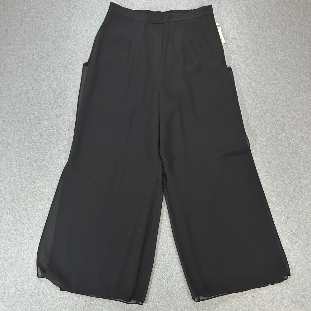 R&M Richards Wide Leg Pants Womens 14 Black Evening Dressy Chic Vintage
